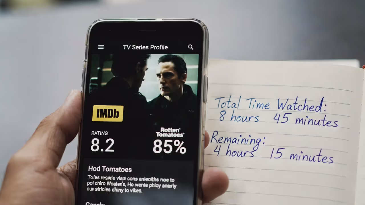 Проверка рейтинга сериала и расчёт времени просмотра на смартфоне